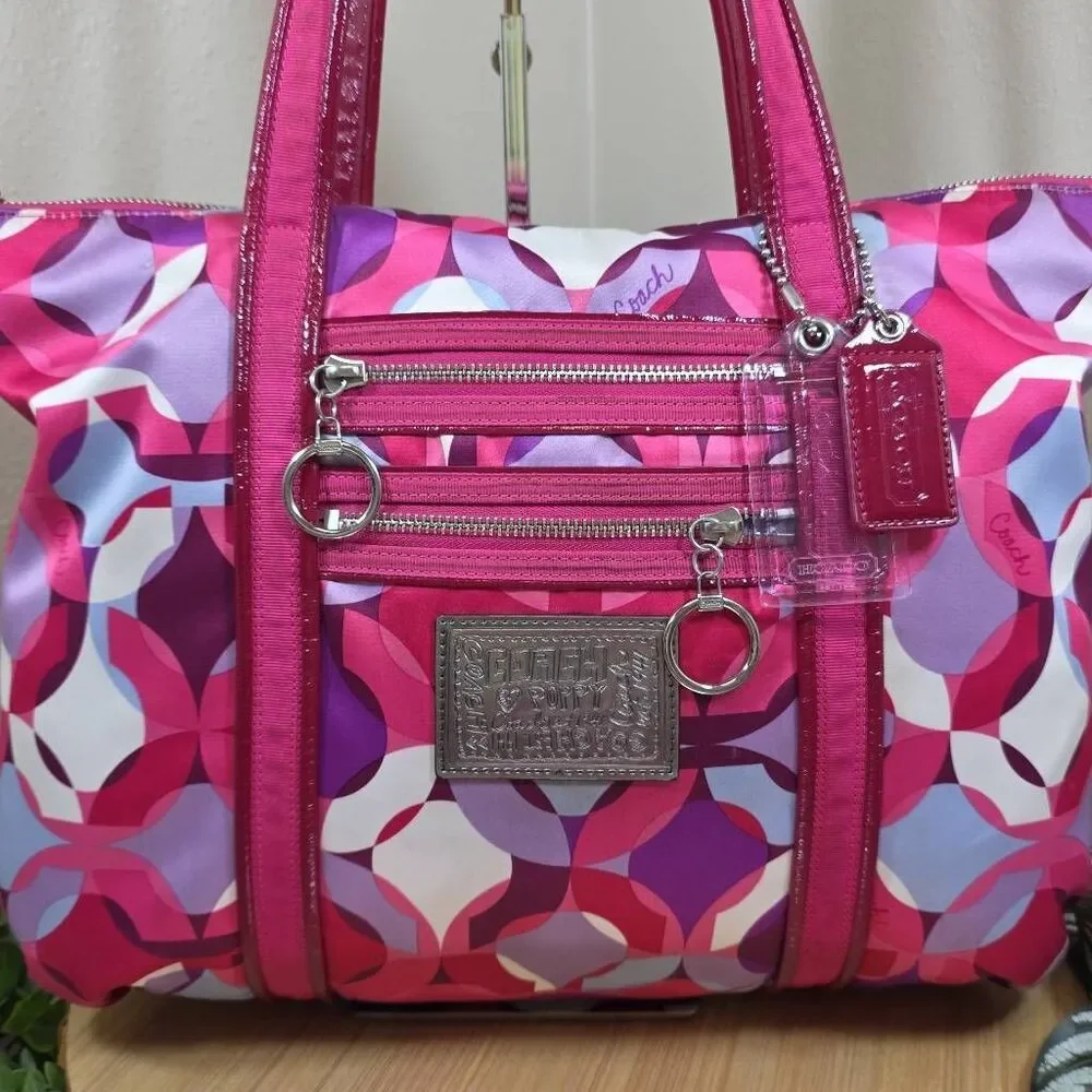 Coach Poppy Kaleidoscope Glam Tote | Pink Purple Y2K Shoulder Bag | Style M0985-